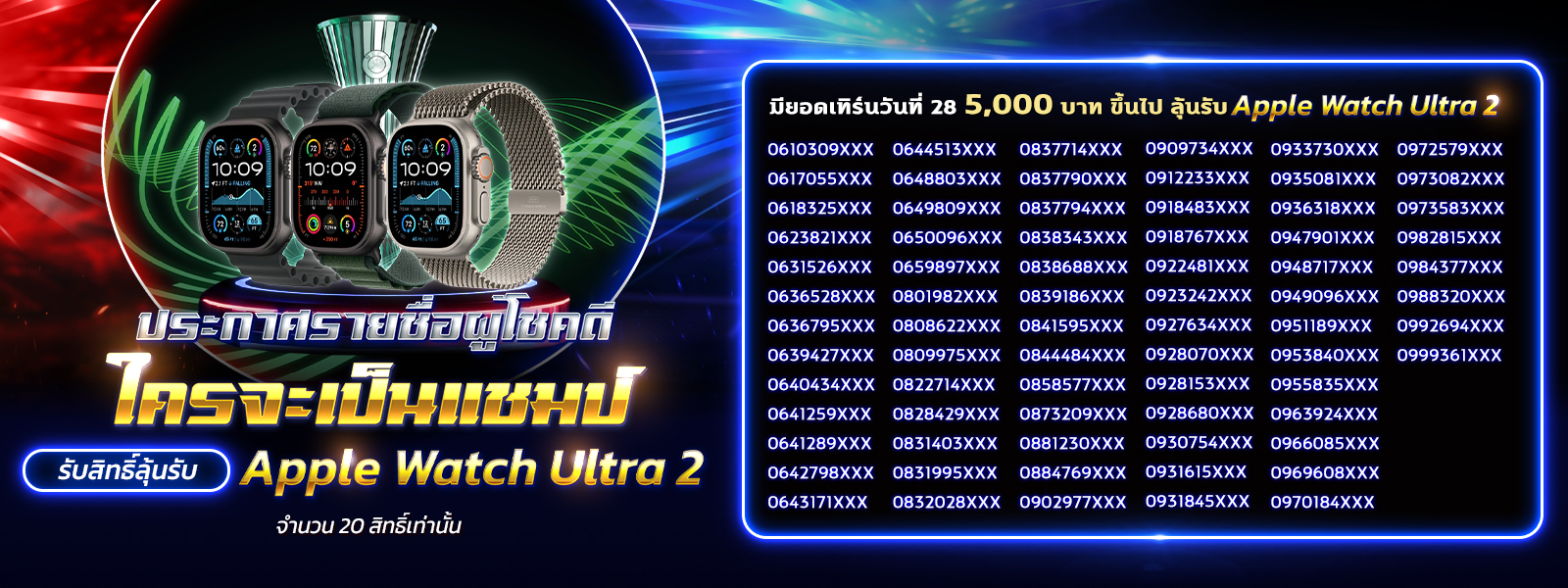 ประกาศรายชื่อผู้โชคดีลุ้นรับรางวัลกิจกรรมบอล