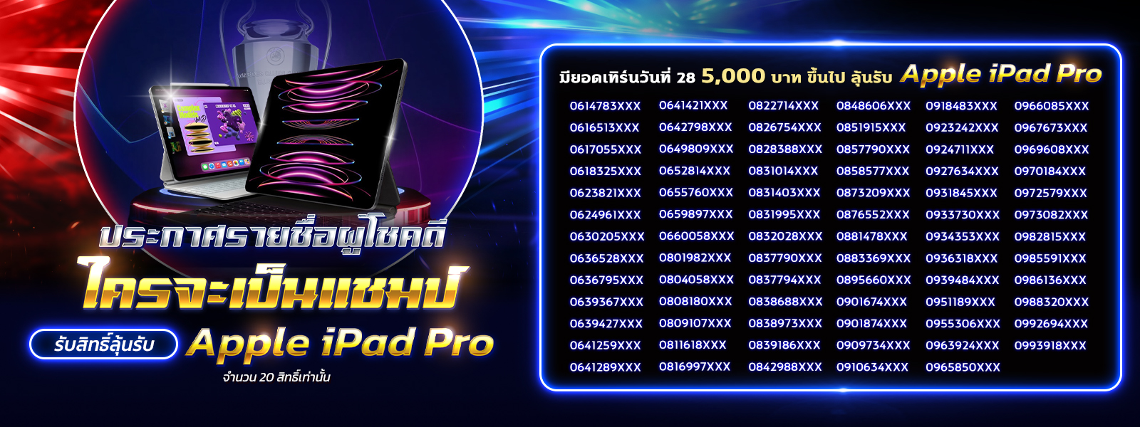 ประกาศรายชื่อผู้โชคดีบอล